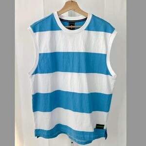 Houston White x Target Adult L Rugby Stripe Tank Top Sleeveless Shirt Blue White